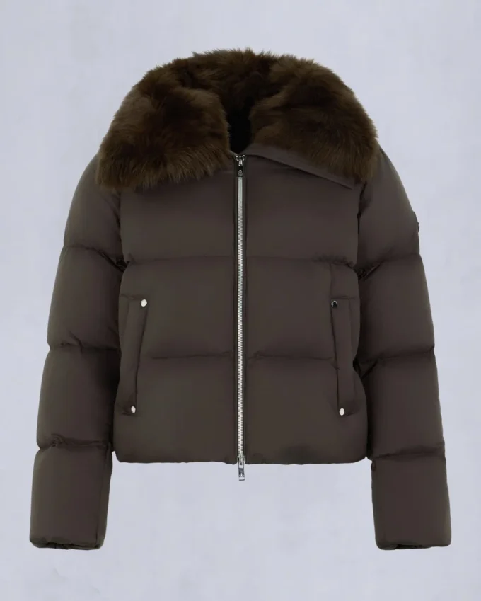 Belle Dune Kurze Daunenjacke mit Lammfellbesatz Belle Dune Kurze Daunenjacke mit Lammfellbesatz