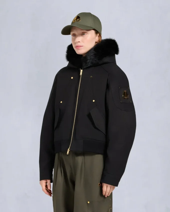 Bomberjacke mit Gold Series Logan-Lammfellbesatz Bomberjacke mit Gold Series Logan-Lammfellbesatz