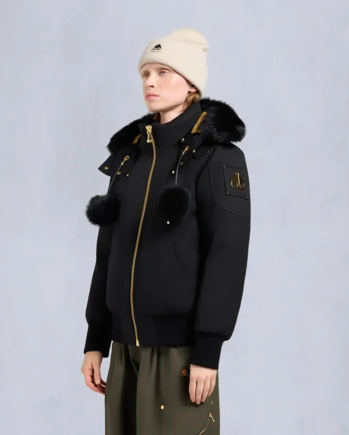 Gold Series Original Sainte Flavie Bomberjacke mit Lammfellbesatz