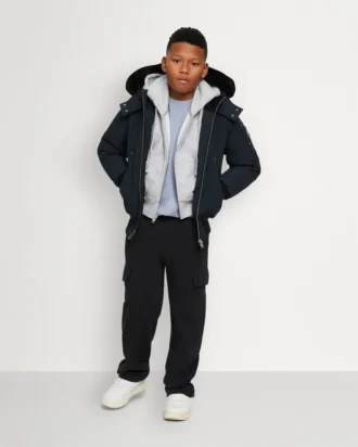 Kinder Unisex Original Bomberjacke mit Lammfellbesatz