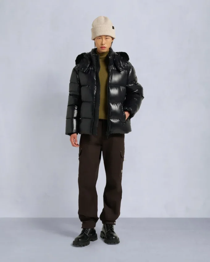 Kings Pufferjacke mit Lammfellbesatz