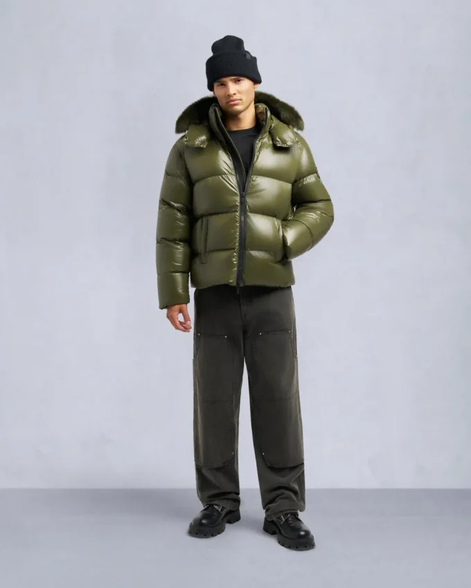 Kings Pufferjacke mit Lammfellbesatz