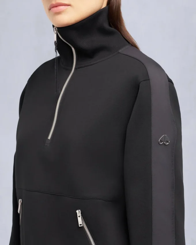 Mix Media Sweatshirt mit Viertelreißverschluss Mix Media Sweatshirt mit Viertelreißverschluss