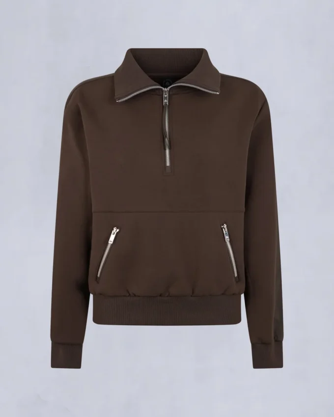 Mix Media Sweatshirt mit Viertelreißverschluss Mix Media Sweatshirt mit Viertelreißverschluss
