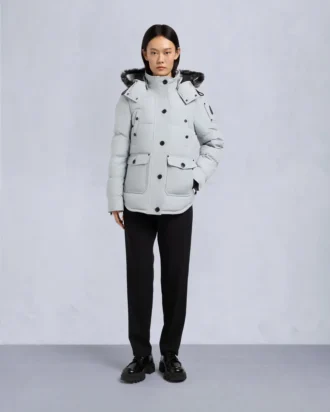 Onyx Anguille Shearling Trim Jacke