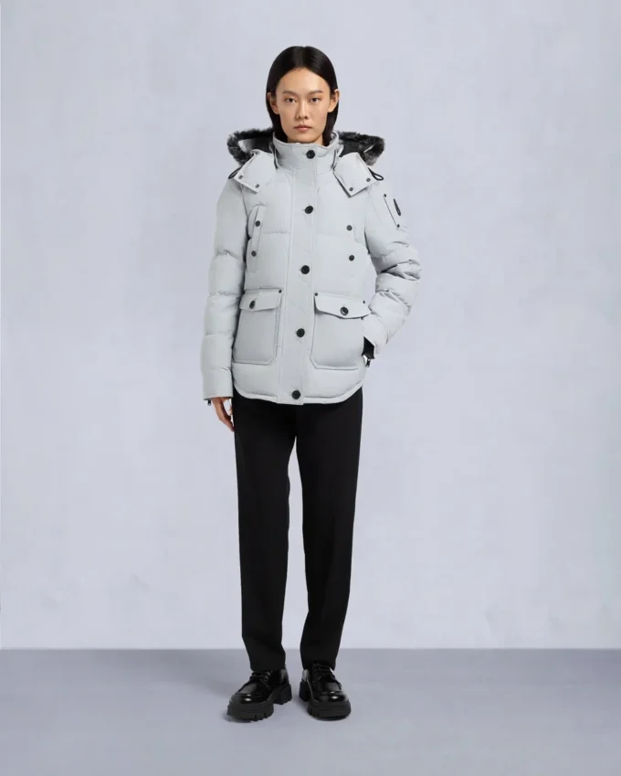 Onyx Anguille Shearling Trim Jacke