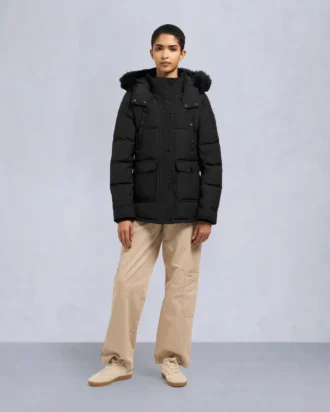 Onyx Anguille Shearling Trim Jacke