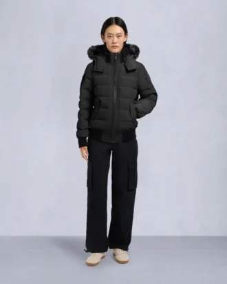Onyx Ladriere Bomberjacke mit Lammfellbesatz