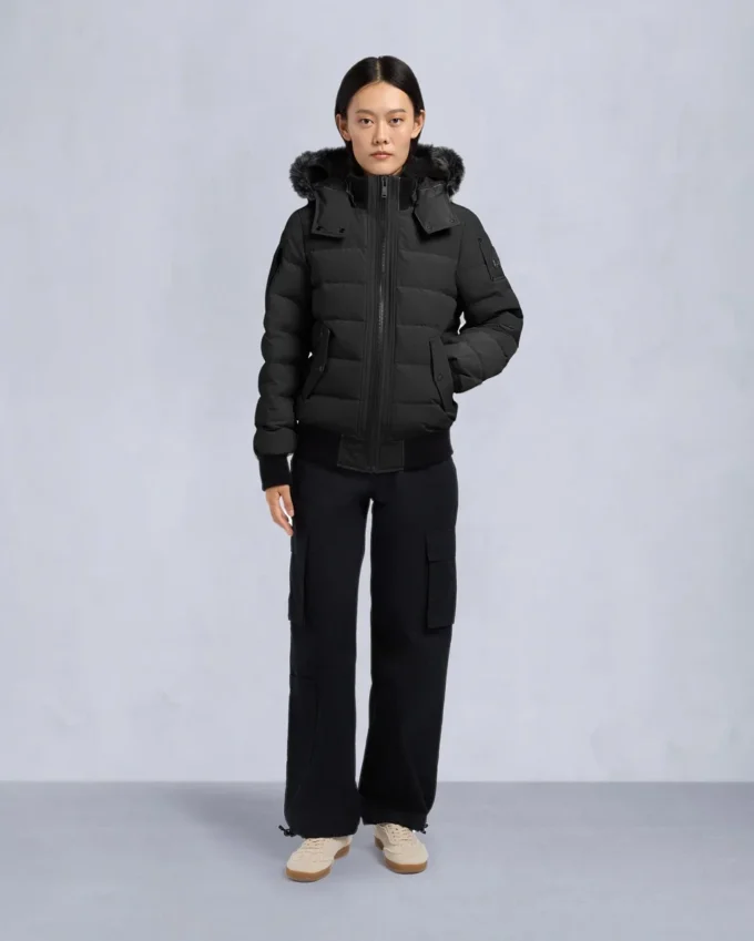 Onyx Ladriere Bomberjacke mit Lammfellbesatz
