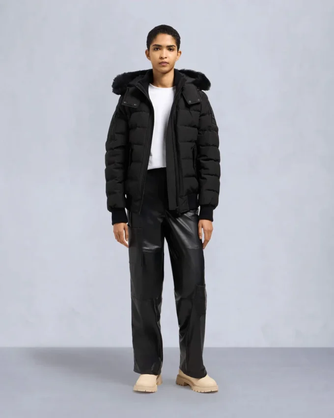 Onyx Ladriere Bomberjacke mit Lammfellbesatz