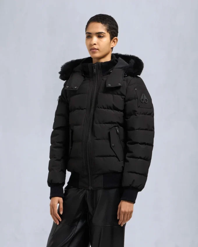 Onyx Ladriere Bomberjacke mit Lammfellbesatz